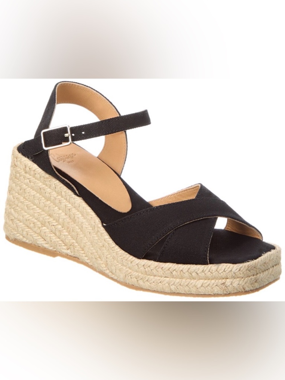NEW Castaner Thea Jute Wedge Sandal Black Espadrille with Ankle Strap size 38